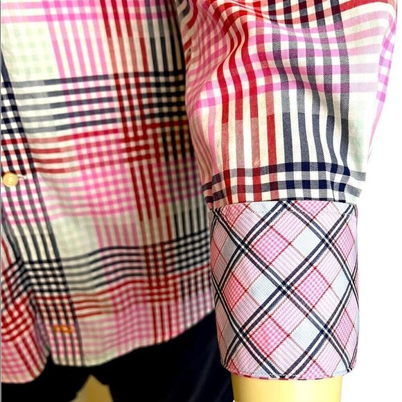 Men’s Large Thomas Dean Plaid Dress Shirt - Picture 8 of 9
